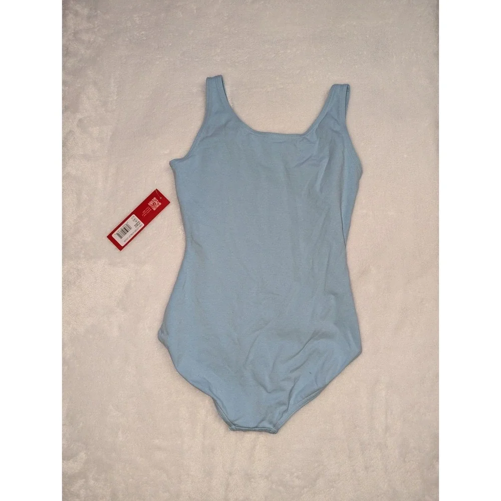 Light Blue Capezio Sleeveless Tank Leotard Child Large 12-14 CC201C‎